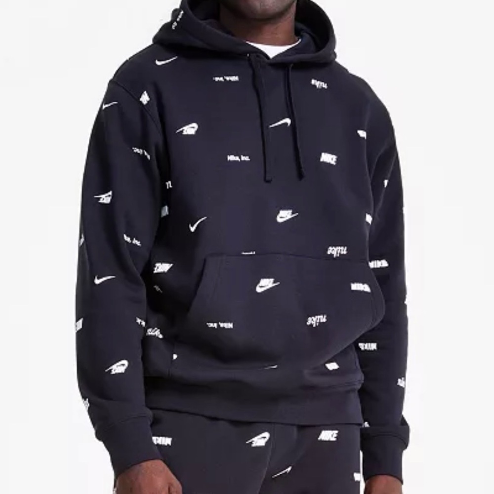 NIKE Club Fleece Allover Print Pullover Hoodie